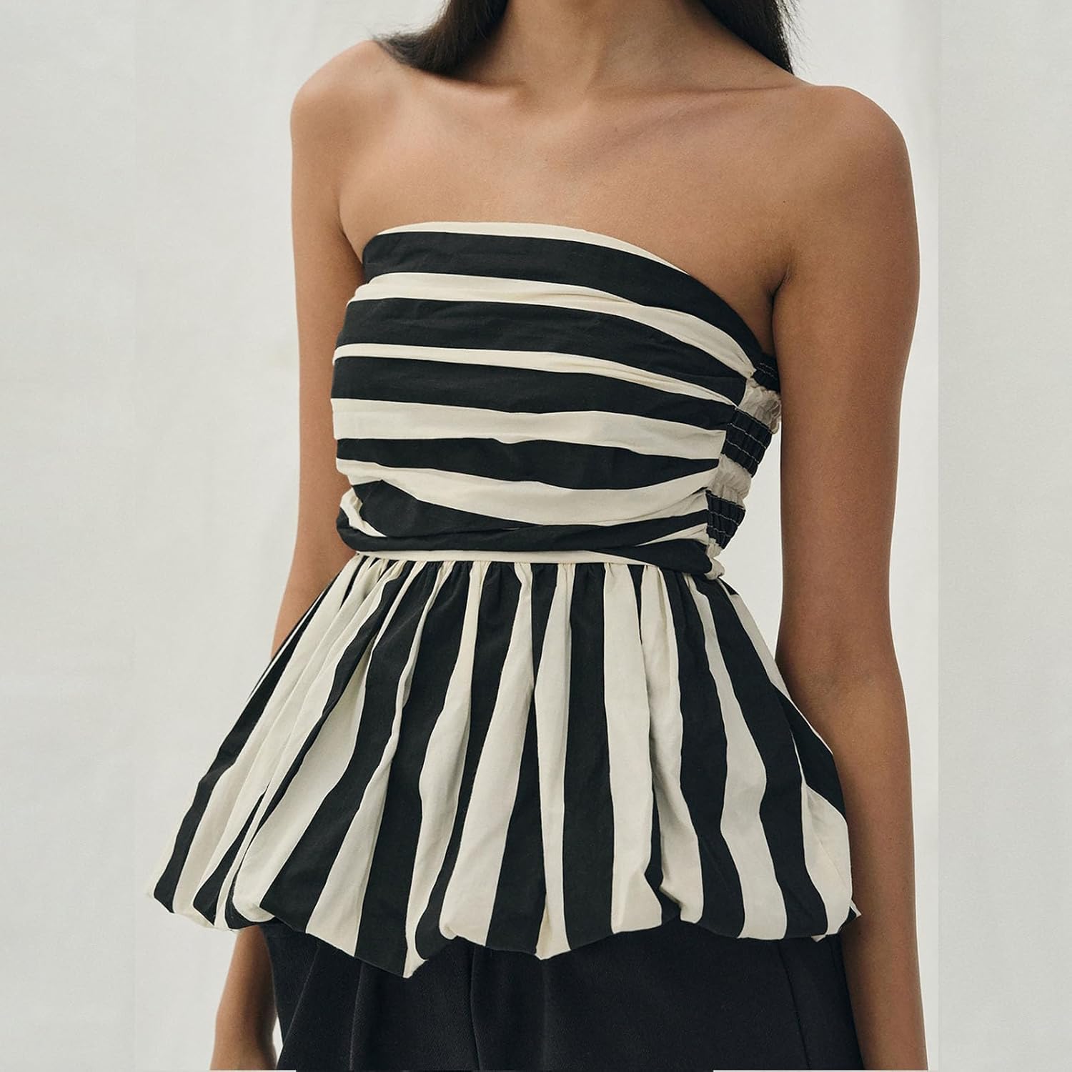 Yuemengxuan Women Y2K Strapless Peplum Tube Top